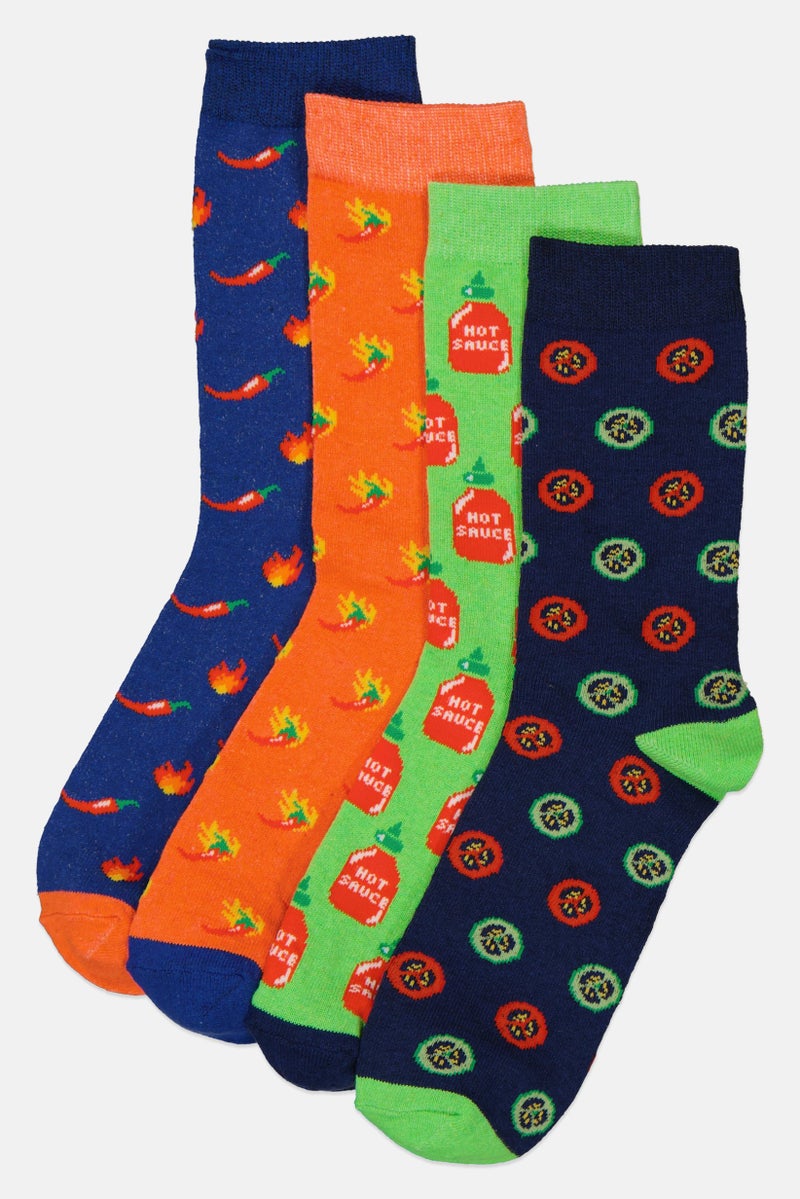 The Orrsum Sock Co Men 4 Pairs Pack Graphic Print Crew Socks, Multicolor - Image 1
