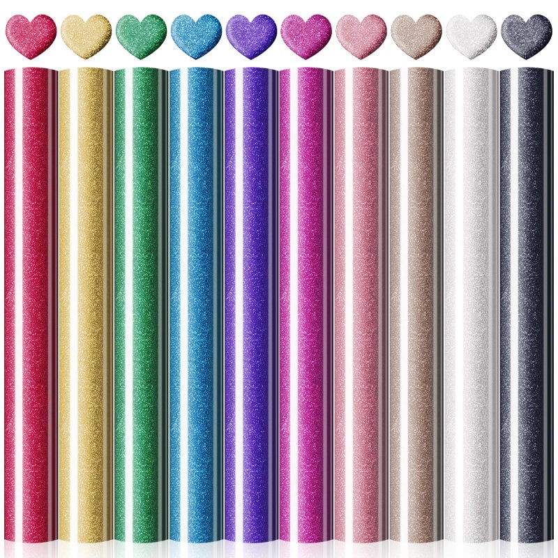 Cysincos Puff Vinyl Heat Transfer 3D Puff Heat Transfer Vinyl HTV Vinyl for T-Shirts Hat Pillow Hoodie DIY Fabric Supplies (Glitter-10pcs) - Image 1