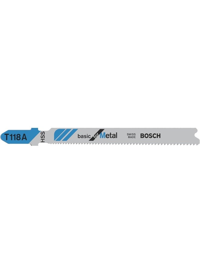 BOSCH Bosch Power Tools T118A T-Shank Jigsaw Blades For Steel 17-24 Tpi (Pack Of 5)  - Image 1