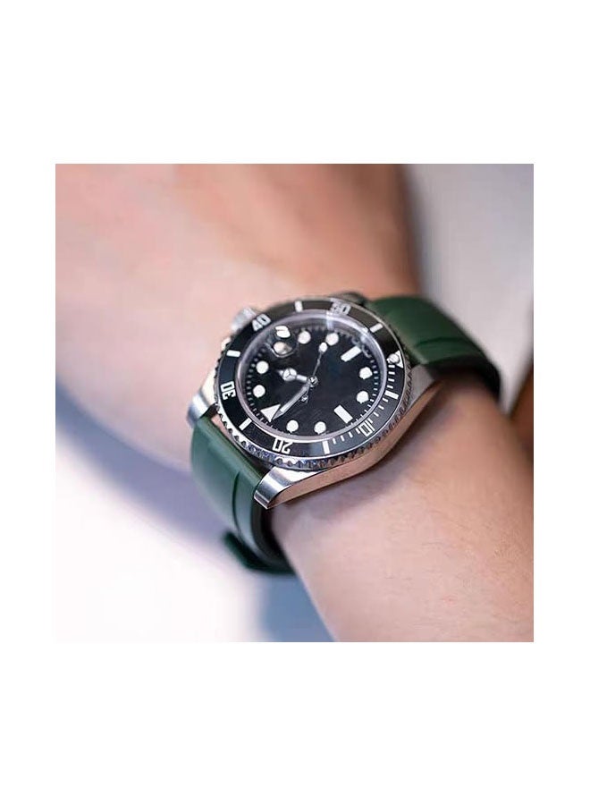 Quick Release Soft Silicone Watch Strap，Rubber Watch Bands Universal Replacement Band Strap for Men Women Dark Green 22mm - Image 2