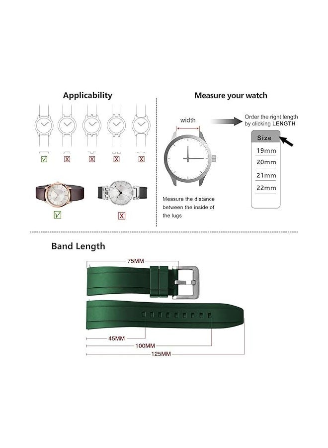 Quick Release Soft Silicone Watch Strap，Rubber Watch Bands Universal Replacement Band Strap for Men Women Dark Green 22mm - Image 5