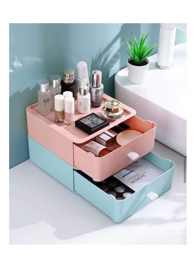 Desktop Cosmetic Storage Box Piece, Desktop Cosmetic Organizer, Cosmetic Storage Drawer, Desk Drawer Multi-Functional Drawer Pp Storage Bag Home Sewing Kit (gray) - Image 1