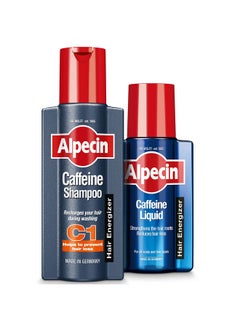 Alpecin Caffeine Shampoo C1 And Liquid | Prevents Hair Loss | Energizer For Strong Hair | Hair Care For Men | Set Of 250Ml Shampoo And 200Ml Liquid  - Image 1