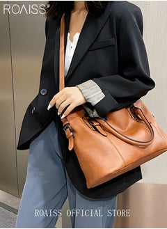 roaiss Large Crossbody Bags Ladies Shoulder Handbags Purse Set for Women Hobo Totes PU Leather Purses and Handbags Shoulder Bag Vegan Leather Tote Brown  - Image 4