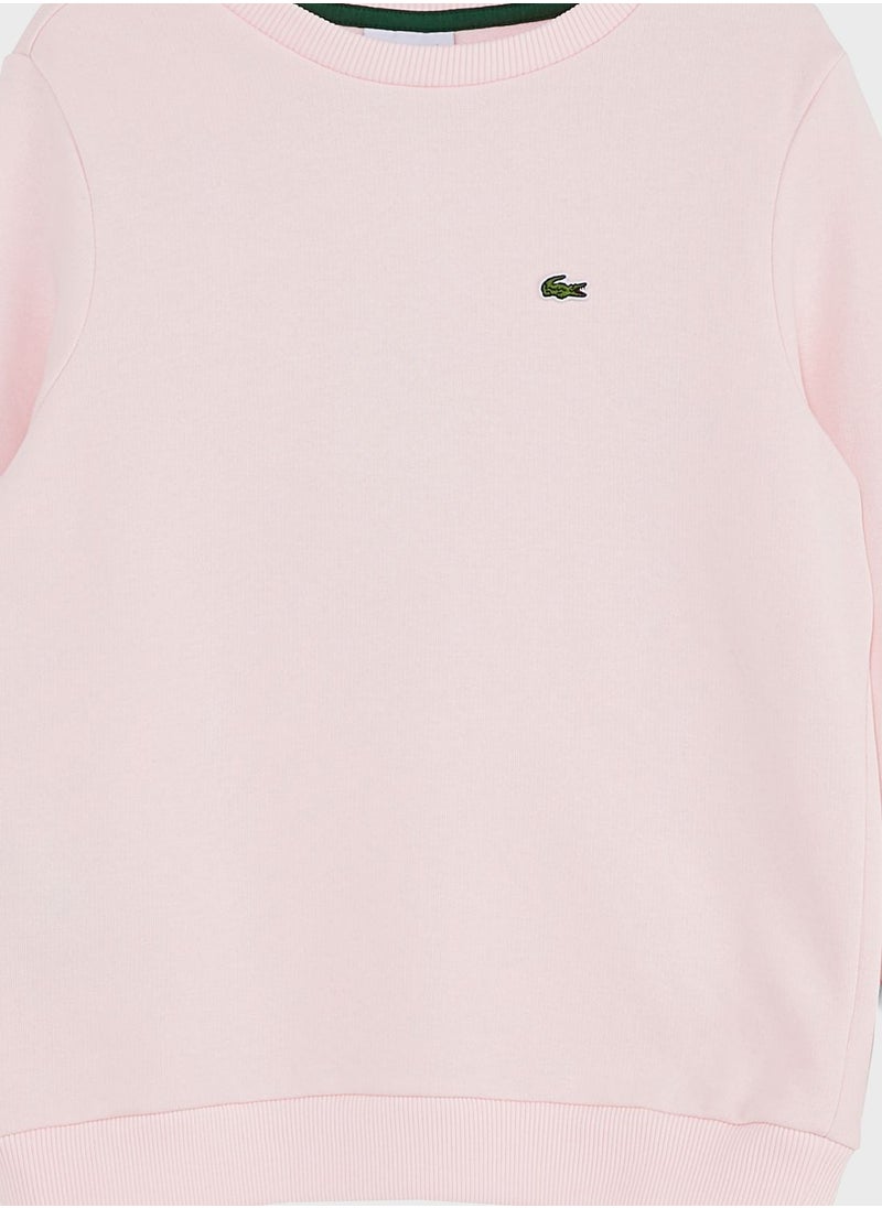 LACOSTE - Kids Logo Crew Neck Sweatshirt - Image 1