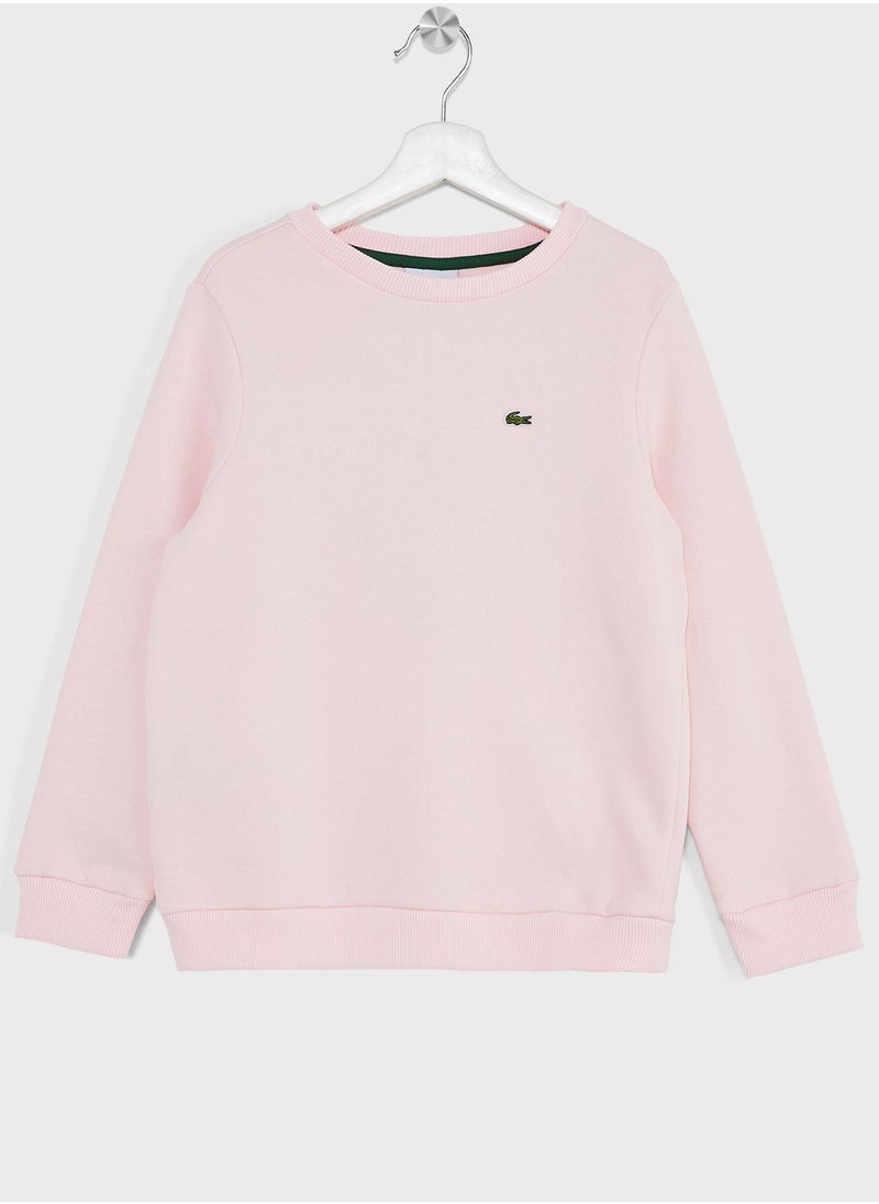LACOSTE - Kids Logo Crew Neck Sweatshirt - Image 1