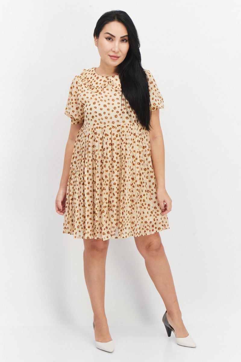 En Saison Women Floral Pattern Mini Dress, Multicolor - Image 3