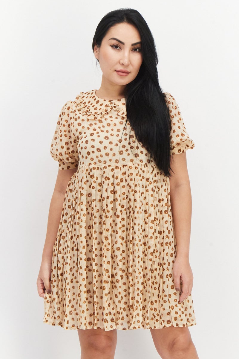 En Saison Women Floral Pattern Mini Dress, Multicolor - Image 1