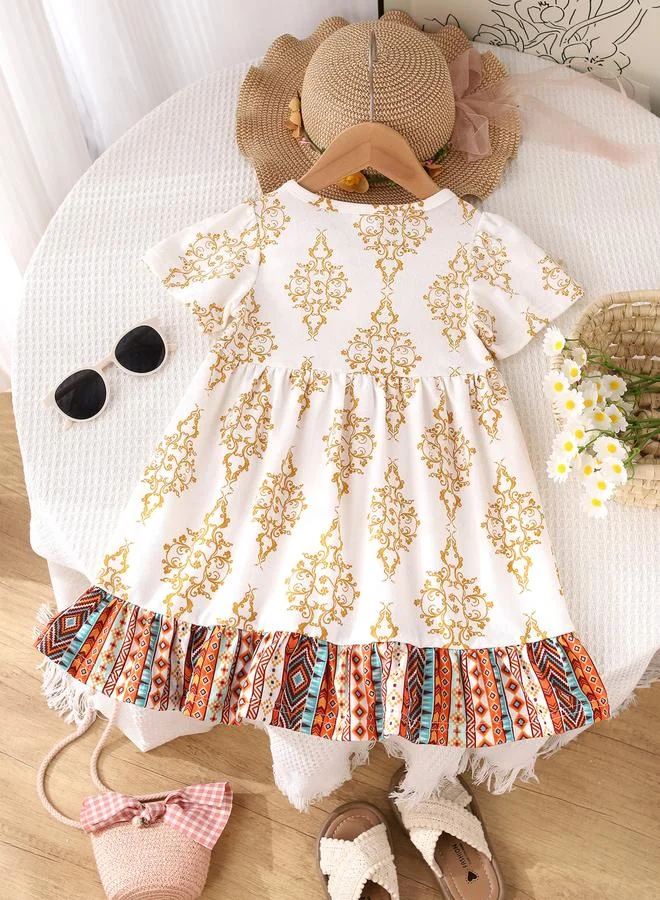 Take Two Girls Printed Short Sleeve Dress