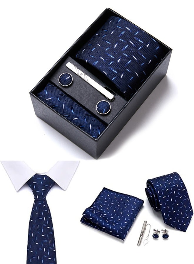 Lemon Ties for Men Set with Pocket Square Cufflink and Tie Clip, Necktie Handkerchief in Gift Box for Wedding and Business - Image 1