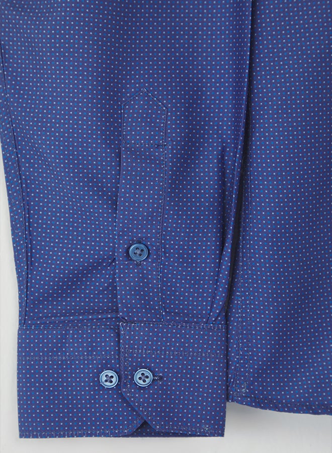 trendyol Navy Blue Slim Fit Polka Dot Patterned Men's Classic Smart Shirt - Image 3