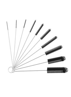 TYCOM Tycom Stainless steel multi-purpose Nylon Bottle Tube Nozzle Cleaning Brush Upgraded with Top Bristles Design and Protective Cap (10 Pcs), Pipe Drinking Straws Cleaning Brush Set for Jewelry, Keyboard  - Image 1