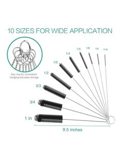 TYCOM Tycom Stainless steel multi-purpose Nylon Bottle Tube Nozzle Cleaning Brush Upgraded with Top Bristles Design and Protective Cap (10 Pcs), Pipe Drinking Straws Cleaning Brush Set for Jewelry, Keyboard  - Image 2