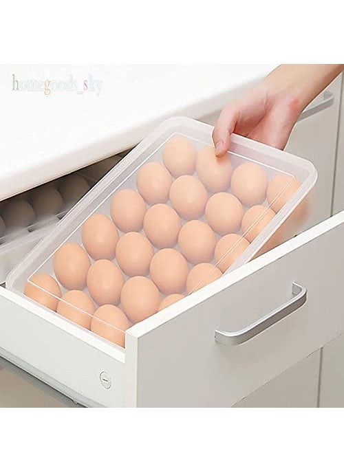 HETARMI ENTERPRISE Hetarmi BPAFree Plastic Egg Basket Egg Storage Box with Lid for Refrigerator Kitchen Egg Holder for Fridge Kitchen Food Grade Egg Organizer Basket 1 Pcs 24 Grid  - Image 3