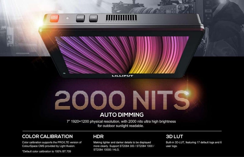 LILLIPUT HT Series HT7S 2000nits Ultra-Bright Touch Control Screen with HDMI 2.0 3G-SDI Input Output LANC 3D-LUT Waveform Histogram 5" - Image 3