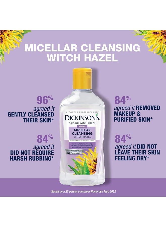 Dickinson's Micellar Cleansing Witch Hazel, An All-in-1 Makeup Remover, Pore Refiner, Skin Cleanser and Toner; Alcohol Free with Aloe, for Sensitive Skin, 16oz - Image 4