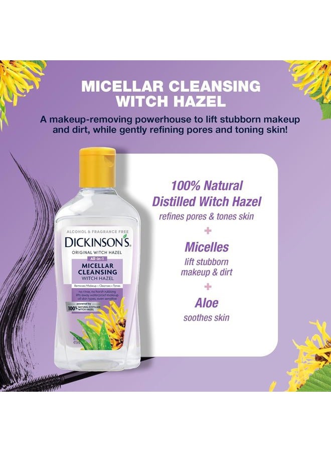 Dickinson's Micellar Cleansing Witch Hazel, An All-in-1 Makeup Remover, Pore Refiner, Skin Cleanser and Toner; Alcohol Free with Aloe, for Sensitive Skin, 16oz - Image 3