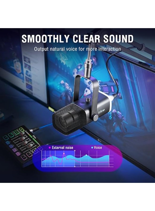 FIFINE Gaming Equipment Bundle, Dynamic XLR/USB Gaming Microphone Set with Streaming Audio Mixer for Podcast Recording Video Vocal, RGB Gamer Set with Volume Fader/XLR Interface for PC-AmpliGame KS5 - Image 4
