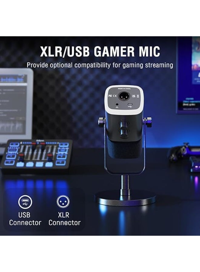 FIFINE Gaming Equipment Bundle, Dynamic XLR/USB Gaming Microphone Set with Streaming Audio Mixer for Podcast Recording Video Vocal, RGB Gamer Set with Volume Fader/XLR Interface for PC-AmpliGame KS5 - Image 2