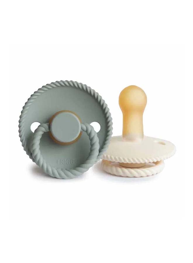 FRIGG Rope Latex Baby Pacifier 0-6M 2-Pack Cream/Sage - Size 1