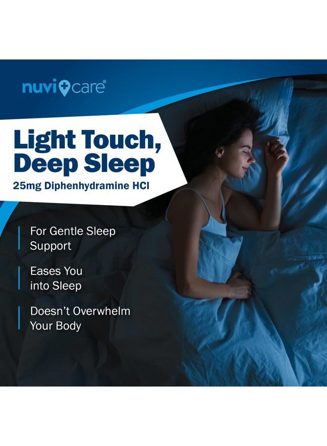 NUVICARE مساعد النوم الليلي مع ديفينهيدرامين HCl 25 ملغ - أقراص نوم عادية القوة غير مسببة للإدمان للبالغين - لا تحتوي على مسكنات للألم - مساعدات نوم بدون وصفة طبية للبالغين (200 قرص)  - Image 4