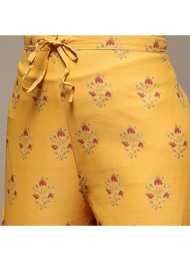 Biba BIBA Cotton Women Printed Straight Salwar Kurta Dupatta(Skd7134E_Yellow_34)  - Image 3