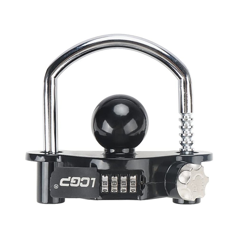 LCGP Black Trailer Hitch Lock with Combination Lock Fits 1782 and 2516 Inch CouplersAdjustable Storage Security HeavyDuty Steel