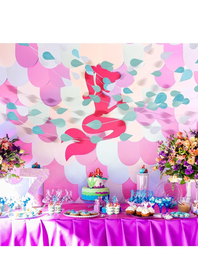 SYOSI 24 خيوط زخرفة زخارف قطرات المطر، قطع زخرفة قطرات المطر الورقية للتجمعات والاحتفالات وزينة المراكز - أزرق - Image 4