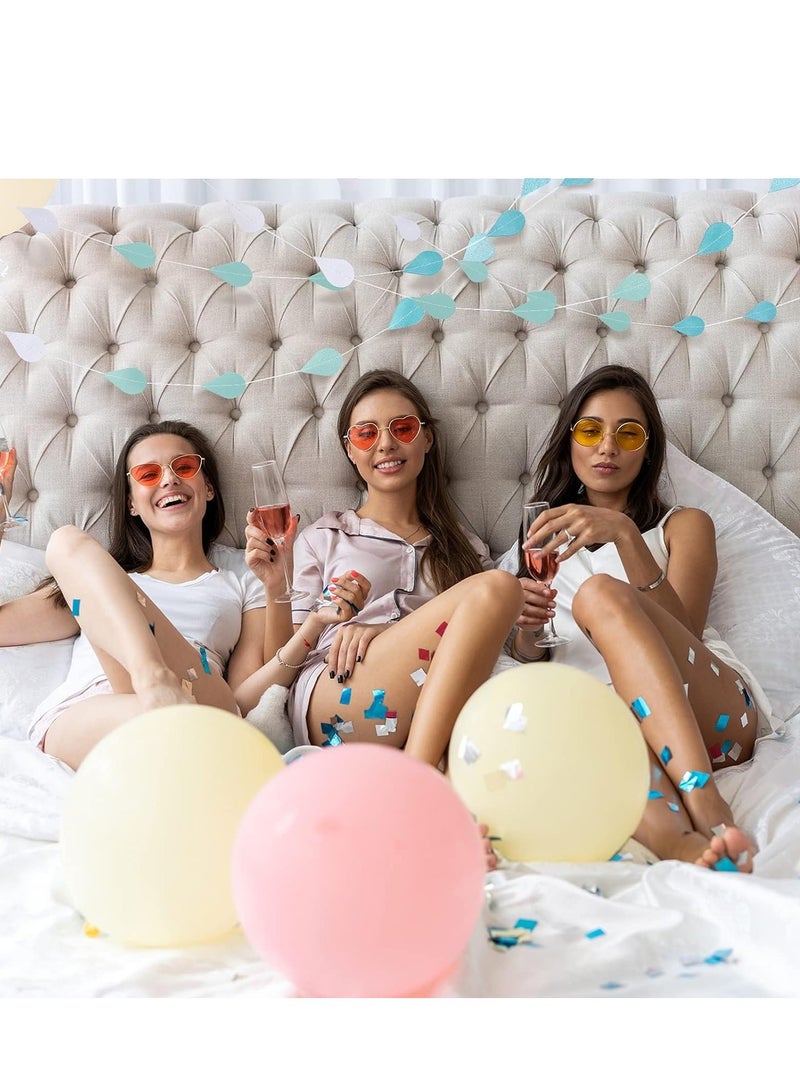 SYOSI 24 خيوط زخرفة زخارف قطرات المطر، قطع زخرفة قطرات المطر الورقية للتجمعات والاحتفالات وزينة المراكز - أزرق - Image 3