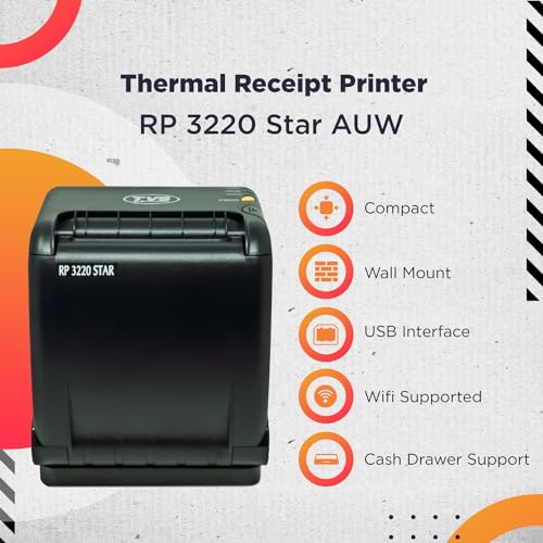 TVS ELECTRONICS RP 3220 Star Thermal Receipt Wtih Auto Cutter | USB & Wifi Connectivity | Compatible With ESC/POS Print Billing Invoice |220 Mm/S Print Speed & Support 3 Inch / 80 Mm Paper Width,Black - Image 2