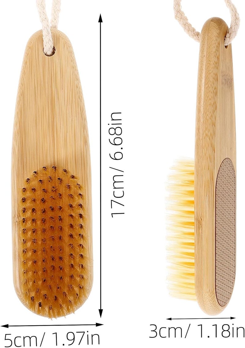Double-Sided Foot Scrubber Brush and Pumice Stone, Wooden Handle Callus Remover for Heels and Dead Skin, Professional Foot Exfoliator Tool for Shower and Pedicure Care - Image 1