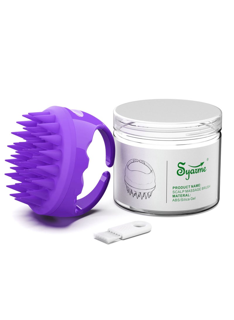 Syarme Scalp Massager, Generic Scalp Scrubber with Soft and  Flexible Silicone Bristles, Shampoo Brush for Hair Care, Head Relaxation, Anti-Dandruff and Hair Growth and More, with Storage Box - Purple  - Image 1