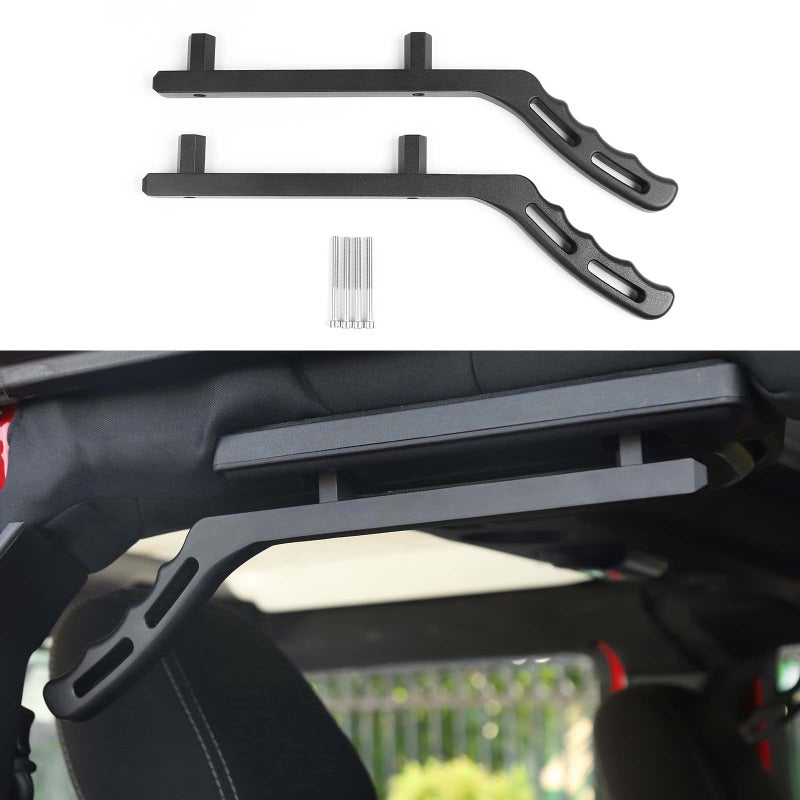 JeCar Rear Grab Handles Aluminum Grab Bars Compatible with Jeep Wrangler 20072018 JK 4Door Sports Sahara Rubicon X Black