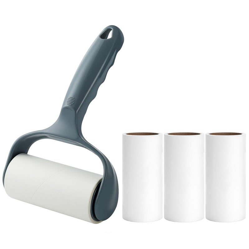 Lint Roller for Couch Furniture Dog Cat Bed Balliard Table Lint Remover for Pet Hair Ergonomic T Handle with 4 Extra Sticky Rolls Navy Black