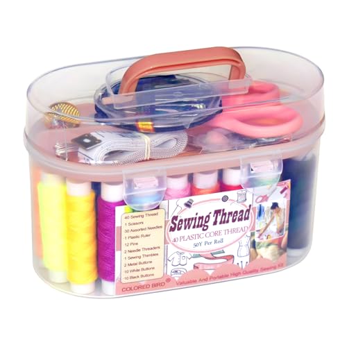 colored bird 40 Spools of Sewing Thread,Gift Box Portable Basic Sewing Repair Kits (Orange) - Image 1