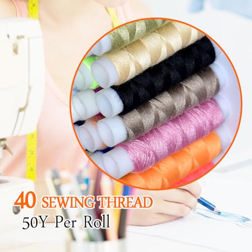 colored bird 40 Spools of Sewing Thread,Gift Box Portable Basic Sewing Repair Kits (Orange) - Image 4