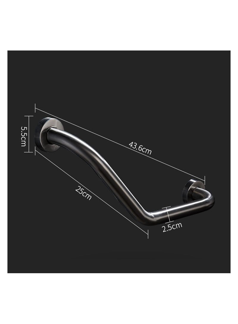 Curved Bathroom Grab Bar In Black, Safety Stainless Steel Handrail  - Image 4