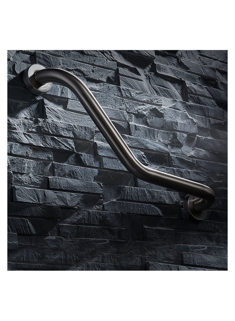 Curved Bathroom Grab Bar In Black, Safety Stainless Steel Handrail  - Image 5
