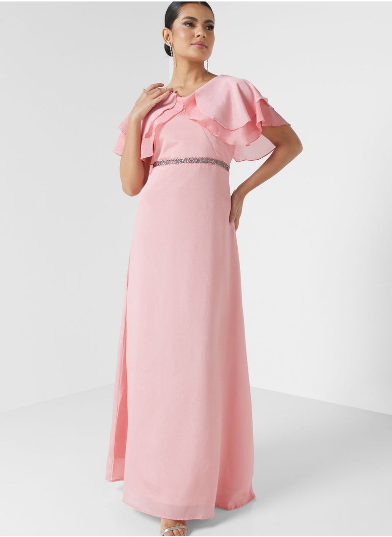Khizana - Flouncy Sleeve Dress With Embellished Waist - Image 1