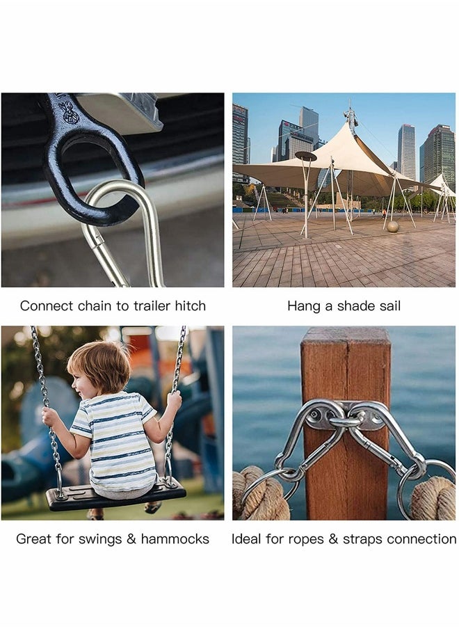 Generic Carabiner Clip Steel Snap Hook - Heavy Duty Quick Link Keychain, Metal Snap Hook for Dog Leash, Outdoor Camping, Swing, Hammock, Hiking, Rope Connected (M6, 60mm, can Hold 300lbs) 8 Pcs  - Image 3