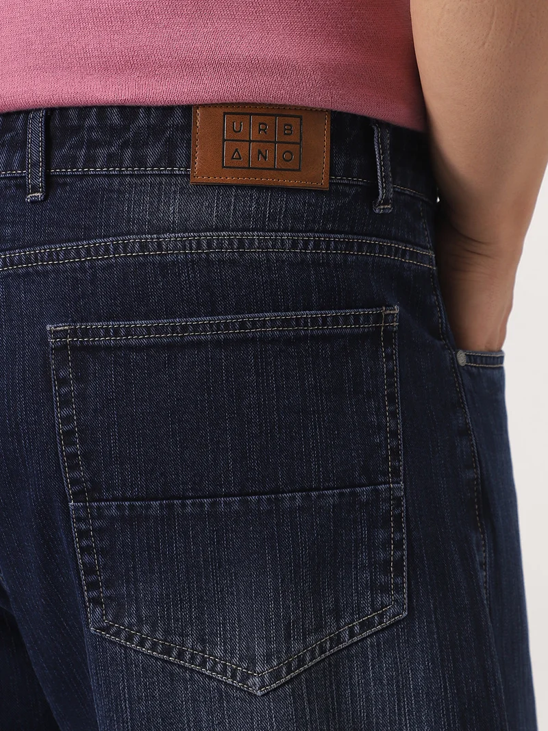 Urbano Fashion  Urbano Plus Men's Dark Blue Loose Baggy Fit Washed Denim Jeans Non-Stretchable  | Best Price UAE
