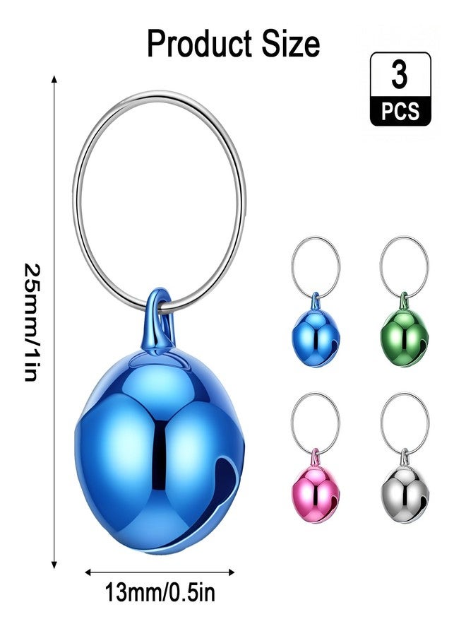 Thrymme 4 Pcs Cat Bells for Collar, Small Pet Bells for Dog Collars Charm Pendant, Anti-Lost Training Accessories (Silver, Green, Pink, Royal Blue) 1/2 Inch - Image 2