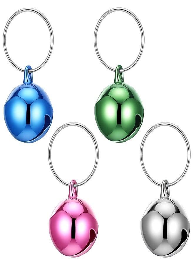 Thrymme 4 Pcs Cat Bells for Collar, Small Pet Bells for Dog Collars Charm Pendant, Anti-Lost Training Accessories (Silver, Green, Pink, Royal Blue) 1/2 Inch - Image 1