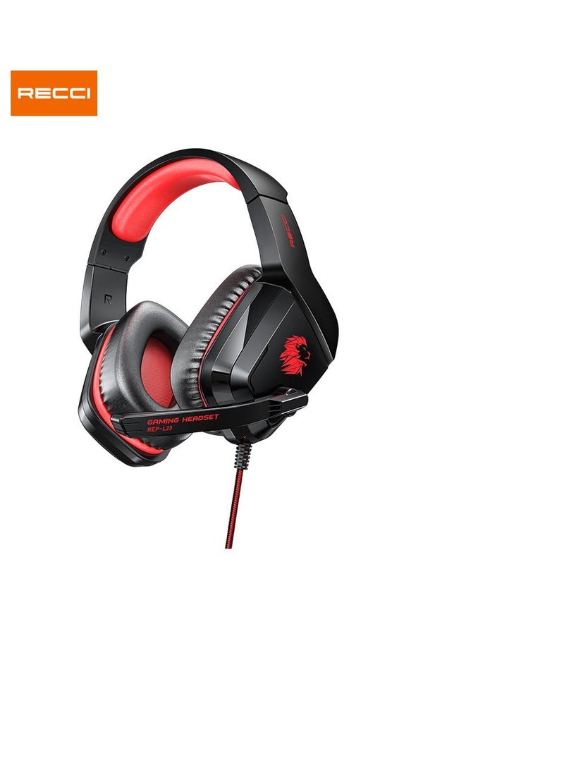 Recci Gaming headset with microphone and high-quality isolation, 2 meters long, LED lighting, lightweight headset, adjustable size, with noise cancellation feature - Image 2