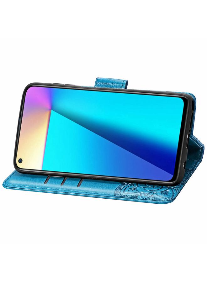 اس-توب جراب جلدي أفقي قابل للطي منقوش عليه زهور حب الفراشات مع حامل وفتحات للبطاقات ومحفظة وحبل لهاتف Infinix Note 7 - Image 3