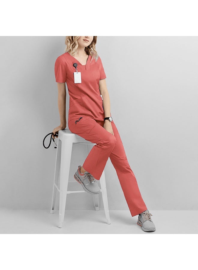 NIBEMINENT Workwear Medical Scrubs Uniform Set Doctor  Nurse Short Sleeve Surgical Gown Pants for Hospitals Dental Clinics  Beauty Salons - Image 1