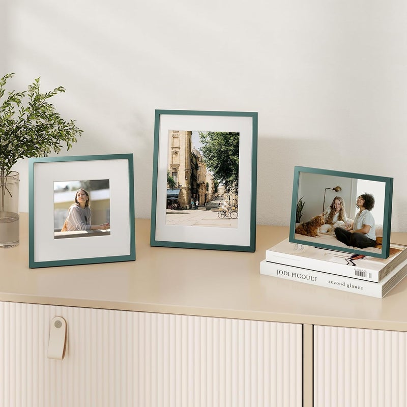 Fun Memories إطار صور ألومنيوم 5x7 من ذكريات ممتعة - إطارات صور ألومنيوم 5x7 مع حشوة قابلة للإزالة مقاس 4x6 - مثالي للعرض على الحائط أو الطاولة - يتضمن ملحقات تعليق وخطاف حائط (أخضر، عبوة واحدة) - Image 2