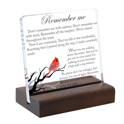 LNOKRIM Sympathy Gifts, Cardinal Sympathy Gift, Memorial Gifts for Loss of Loved One Condolence Grief Bereavement Present in Memory of Mother Father Husband Wife - Clear Plaque Sign With Wooden Stand - Image 1