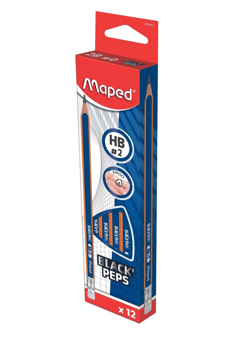 Maped مجموعة أقلام رصاص جرافيت مكونة من 12 قطعة  - Image 1