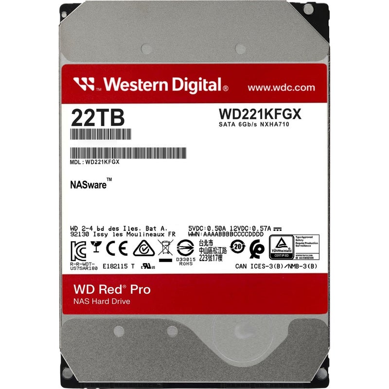 Western Digital 22TB WD Red Pro NAS Internal Hard Drive HDD - 7200 RPM, SATA 6 Gb/s, CMR, 512 MB Cache, 3.5" - WD221KFGX - Image 2